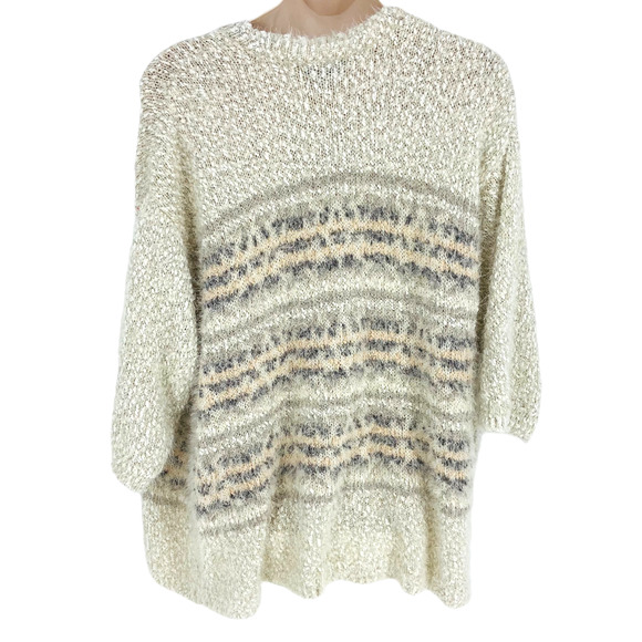Lane Bryant Chunky Eyelash Knit 3/4 Sleeve Patterned Stripe Cardigan Size 26/28w - Picture 4 of 7